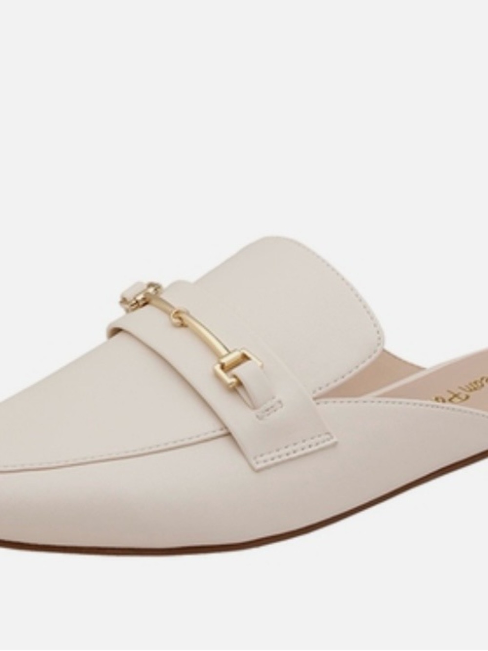 Dream Paris Women's Cream Slip-On Loafer Mule with Gold Accent